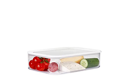 Mepal – Fridge Storage Box Modula - Transparent Food Storage Container with Lid - Kitchen Storage Organizer & Plastic Storage Box - Stackable & Airtight Fridge Organizer - 4800 ml - White