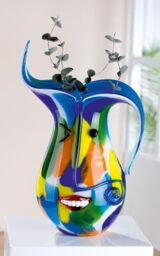 GILDE GLAS art Decorative Vase Face Vase - Vase Made of Coloured Glass - Decoration Living Room Gift for Women Men Height 40 cm Multicoloured