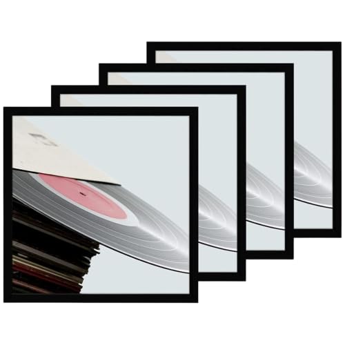 eletecpro 12.5x12.5 Black Record Frame, Sturdy and Lightweight, PVC Album Frame Made to Display Vinyl Records, Home Decor for Wall Easy to Hang Suit to 12x12 LP Covers, 4 Pack