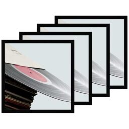 eletecpro 12.5x12.5 Black Record Frame, Sturdy and Lightweight, PVC Album Frame Made to Display Vinyl Records, Home Decor for Wall Easy to Hang Suit to 12x12 LP Covers, 4 Pack