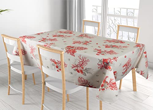 BIANCHERIAWEB Tablecloth Kitchen Table Cover 100% Cotton Made Italy Marine Design Versilia RP