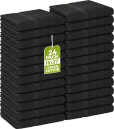 Utopia Towels - Salon Towel, Pack of 24 (Not Bleach Proof, 16 x 27 Inches) Highly Absorbent Cotton Towels for Hand, Gym, Beauty, Spa, and Home Hair Care, Black