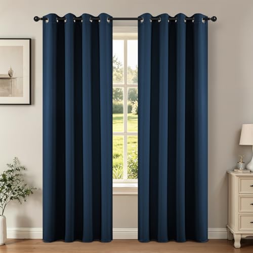 Joydeco Blackout Curtains 84 Inch Length 2 Panels Set, Thermal Insulated Long Drapes 2 Burg, Room Darkening Grommet Curtains for Living Room Bedroom Window