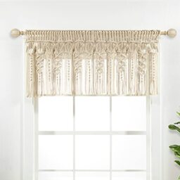 "Lush Decor Boho Macrame Textured Cotton Valance/Kitchen Curtain/Wall Décor, 20"" L x 50"" W, Neutral"