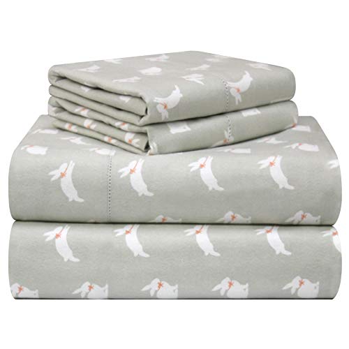 pointehaven Sheet Set, Flannel Cotton, Bunnies, Twin XL