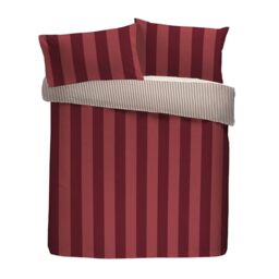 Laurence Llewelyn-Bowen Duvet Cover Set, 100% Cotton, King Size 230x220cm, Red, Sateen, Striped Pattern, 200 Thread Count, with 2 Pillowcases