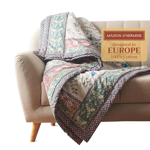 "Maison d' Hermine Throw Blanket for Couch Lightweight Soft Warm Breathable Cotton Throw Blankets for Bed Girls Boys Women Men Gifts Sofa Travel Living Room Chair Bedding (50""x60"", Osaka)"