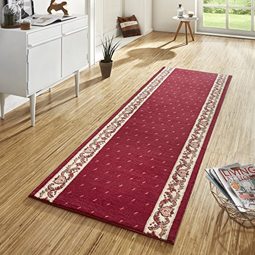 Hanse Home Short Pile Velour Runner Floret, and Colours Floret 80 x 300 cm red