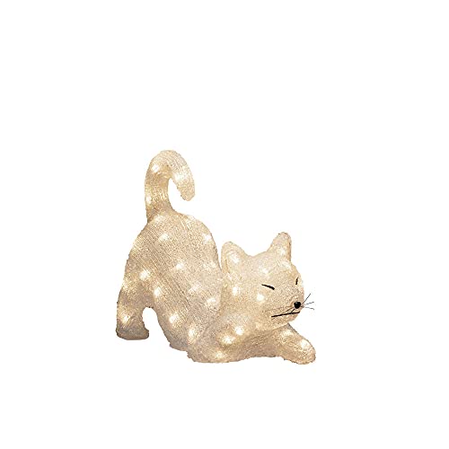 Konstsmide Outdoor Christmas Decorations/Outside Lights LED Acrylic Decoration Cat/Outdoor Lighting (IP44) / 48 Warm White LEDs/Transparent Cable