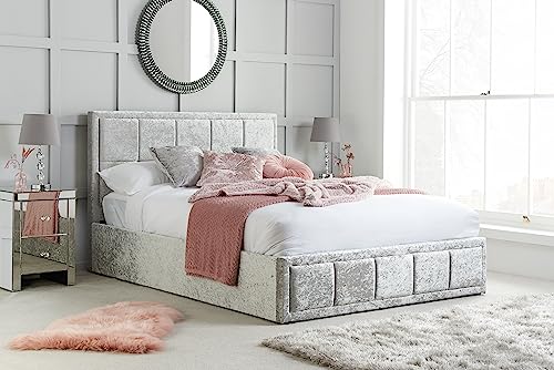Birlea Hannover Ottoman Storage Bed Crushed Velvet - Steel, Small Double