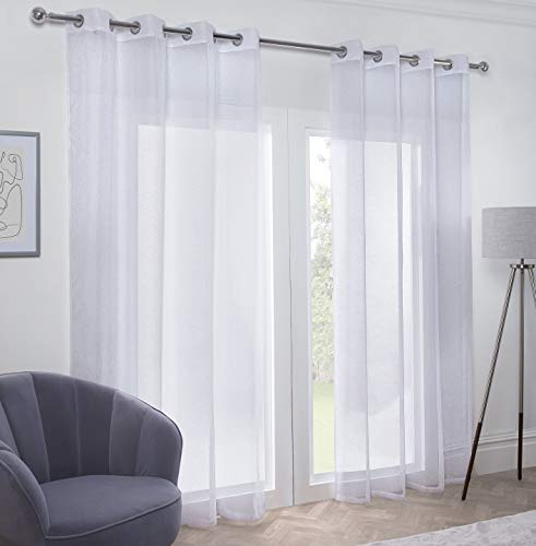 Emma Barclay Aries - Eyelet Voile Curtain Panel in White - 57x72 (145x183cm)