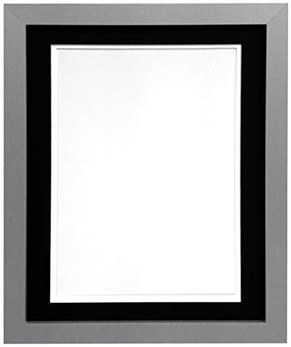 H7 Silver Picture Photo Frame With Black and White Double Mount A3 for Pic Size A4