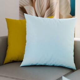 PETTI Artigiani Italiani - Pair of Pillow Cases 60 x 60 cm in Microfibre, Pillows for Bedroom Furniture, Sofa, Set of 2 Cushion Covers, Reversible Pillowcase Light Blue Yellow