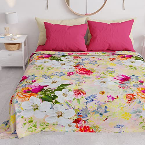 PETTI Artigiani Italiani - One and a half square spring summer bedspread, light blanket one and a half square, bed sheets, spring colorful 100% Made in Italy