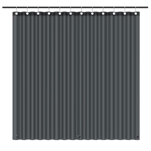 EHZNZIE Shower Curtain Liner Light Weight PEVA, Shower Liner 72x72 Inches, Waterproof, No Chemical Smell with 12 Rust Proof Metal Grommets for Bathroom Shower Curtain, Dark Grey