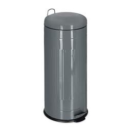Relaxdays 30L Pedal Bin, Bin Liner with Handle, Kitchen Waste Bin, Trash Can, Stainless Steel, Grey