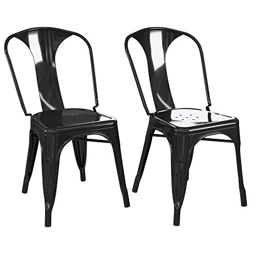 DHP Furniture Finn Metal Dining Chair Black 2PK, 44x51x79cm (DxWxH)