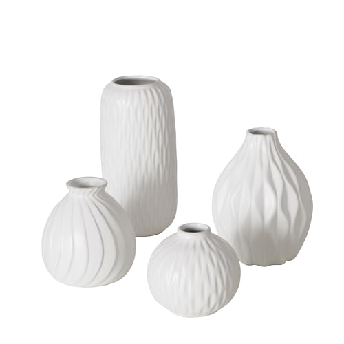 Boltze Zalina 2038306 Vase in White 4-Piece Matte Porcelain