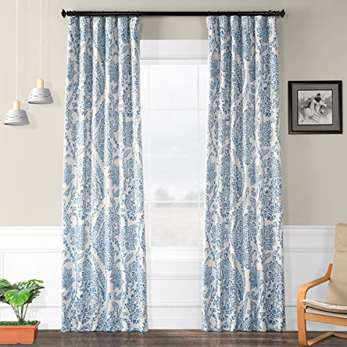 HPD Half Price Drapes BOCH-KC16072-84 Blackout Room Darkening Curtain (1 Panel), 50 X 84, Tea Time China Blue