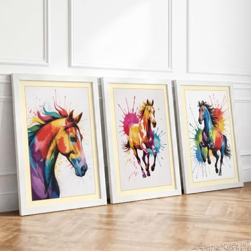 Wild Horse Energy Modern Set of 3 Framed Wall Art Prints A3 (42×29.7cm)