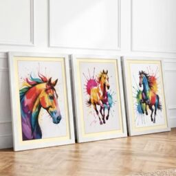 Wild Horse Energy Modern Set of 3 Framed Wall Art Prints A3 (42×29.7cm)