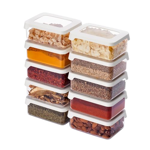 SmartStore Clear Airtight Food Containers with Lids 10x 0.35L - 12.5x9x5cm - Plastic storage boxes and air tight container for cereal, flour, pasta and rice, pantry organiser, small jars with lid