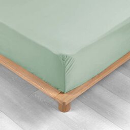 douceur d'intérieur, Percaline Sage Fitted Sheet (180 x 200 cm) Cotton Percale