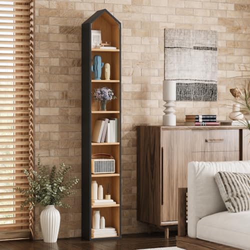 YITAHOME Bookcase, 6-Tier Tall Narrow Bookshelf with Open Storage Shelf