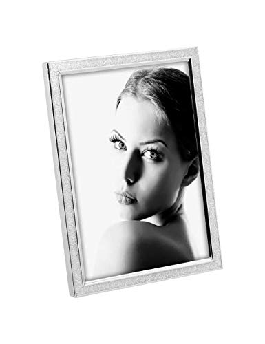 Mascagni - Silver plated metal photo frame with white glitter – photo size 20 x 25 cm