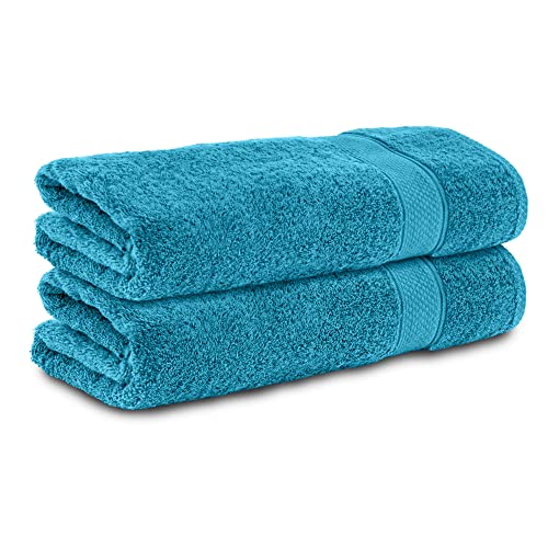 Komfortec Set of 2 hand towels 50 x 100 cm made from 100% cotton, 470 g/m², terry towelling, soft, turquoise
