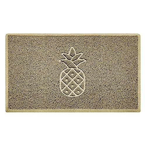 Nicoman Pineapple Embossed Shape Door Mat Dirt-Trapper Washable Barrier Doormat-(Use Indoor or Sheltered Outdoor)-(90x60cm/3x2ft,Large) Beige