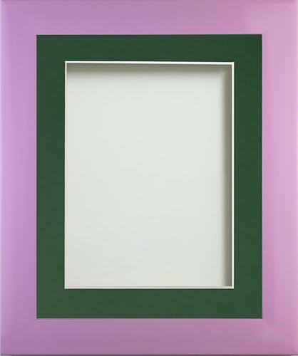 Frame Company Candy Range Peony Picture Photo Frames with Bottle Green Mount, 9x7 for 7x5 *Choice of Sizes and Colours* Fitted with Real Glass