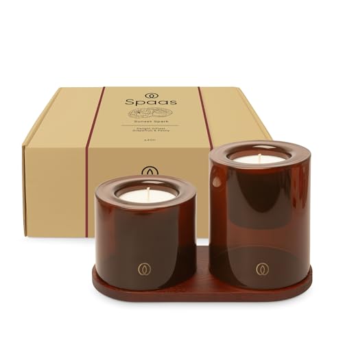 Spaas Giftbox Delight Scented Candles with Wooden Decoration Tray, Sunset Spark