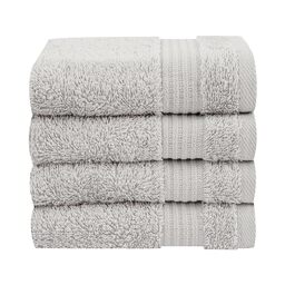 Cotton Paradise 100% Cotton Turkish Washcloth Set for Bathroom, 4 Piece Soft Absorbent Small Hand Face Towels Wash Rags, Silver Grey