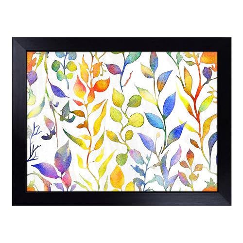 Lap Tray with Bean Bag Cushion, Watercolour Painting - Handmade in the UK, Raised Wooden Edge, Padded Cushion, Heat-Resistant Wipe-Clean Surface, for Meals, Laptops and Crafts