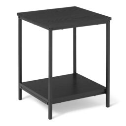 Amazon Basics Side Table with Bottom Shelf, Square, Bedroom Nightstand, Living Room End Table with Steel Frame, Easy Assembly, 40 x 40 x 51 cm, Black