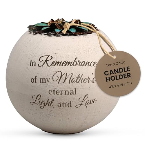 Pavilion Gift Company - A Mother's Love - Memory Globe Tealight Candle Holder - White Terracotta - Memorial Occasion - Bereavement Theme