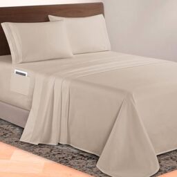 Elegant Comfort Luxurious 1500 Premium Hotel Quality Microfiber 4-Piece Sheet Set, 18-24 Inches Deep - Extra Deep Pocket Sheets - Ultra Soft 4PC Deep Pocket Sheets, Queen, Cream