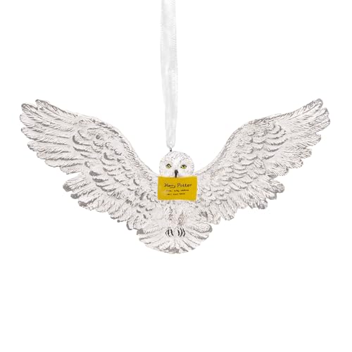 Hallmark Hedwig Owl with Letter Keepsake Hanging Ornament, Harry Potter - White, Christmas Tree Decoration, Made From Hardwearing Resin, Measures H9.8cm by W5.2cm by D2.1cm