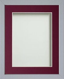Frame Company Jellybean Range Grey Wooden 20x16 inch Picture Photo Frame with Plum Mount for Image A3 * Choice of Colours & Sizes* Fitted with Perspex