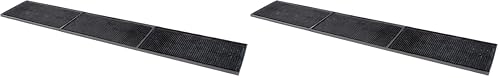 Beaumont Mini Bar Mat 150 x 300mm - Glass Drip, Spill, Drying Mat CZ525, Black (Pack of 2)