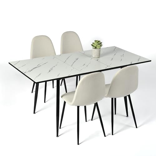 39F Furniture Dream Rectangular Dining Set with 4 Chairs - Set of 4 Chairs with Kitchen Table and Dining Room