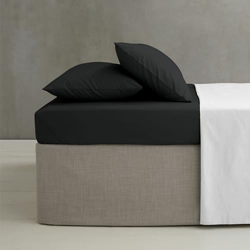 Catherine Lansfield Easy Iron Percale Combed Extra Deep Double Fitted Sheet Black