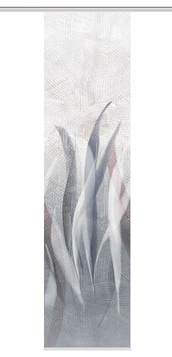 HOME WOHNIDEEN SIRALIO Sliding Curtain in Silk Look, Waves Digital Print, 245 x 60 cm, with Accessories, Colour: Grey/Blue, Size: 245 x 60 cm, Quantity: 1