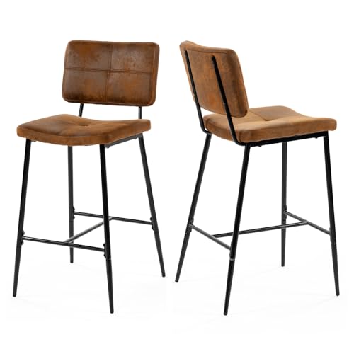 MEUBLE COSY Bar Stools Set of 2, Kitchen Breakfast Bar Chairs with