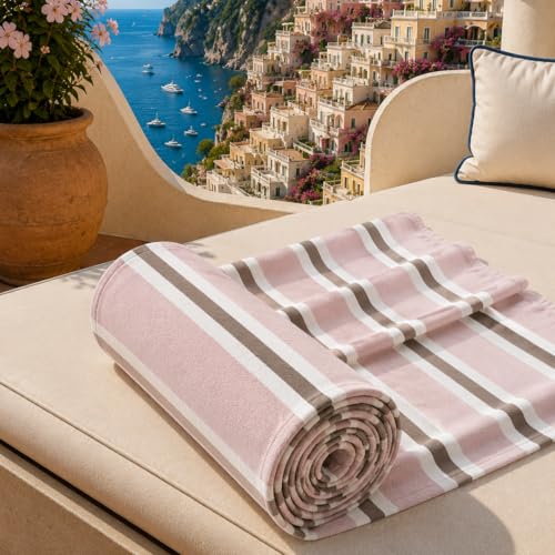 PETTI Artigiani Italiani - Microfibre Beach Towel, Beach or Pool Towel, Beach Towel, Large 90 x 180 cm, Millerighe 28
