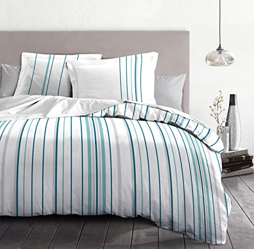 Home Linge Passion - Duvet Cover - 3 Pieces - 100% Cotton - 57 Thread Count - Double - 240 x 260 cm - Bellamy Blue