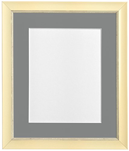 FRAMES BY POST Nordic Distressed Cream Photo Frame with Dark Grey Mount A2 Pic Size A3 (Plastic Glass)