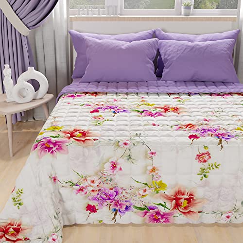 PETTI Artigiani Italiani - Summer Single Bedspread 170 x 260 cm 100 g/m² Double Face, Spring Quilt for Single Bed, Lightweight Quilt, Spring White, 100% Made in Italy