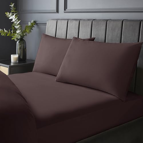 Silentnight Pure Cotton Fitted Sheet - Cool Soft Touch 200 Thread Count - Extra Deep 40cm Bed Mattress Sheet - Breathable 100% Cotton - Elasticated Corners, Machine Washable, Deep Purple Plum, Single